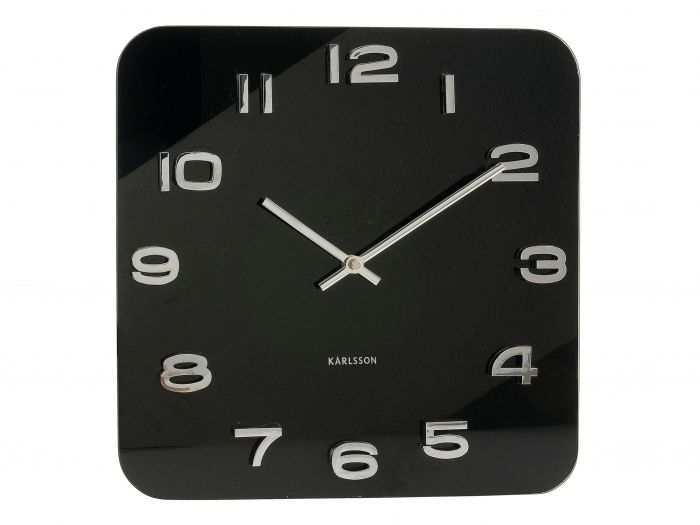 Wall clock Vintage black glass - 1