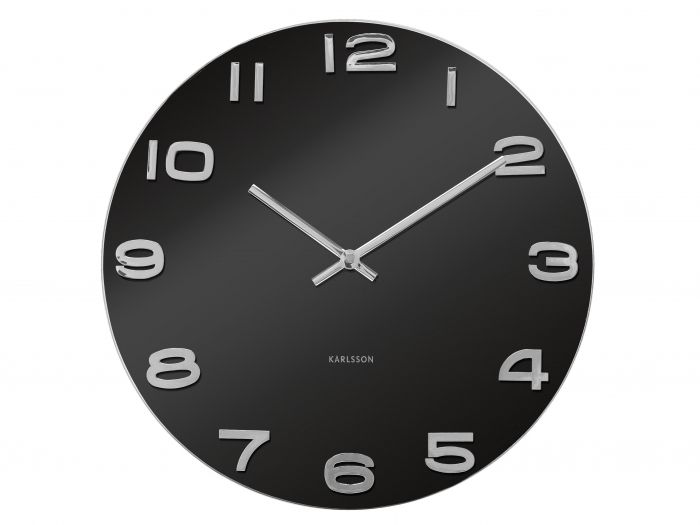 Wall clock Vintage black round glass - 1