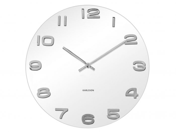 Wall clock Vintage white round glass - 1