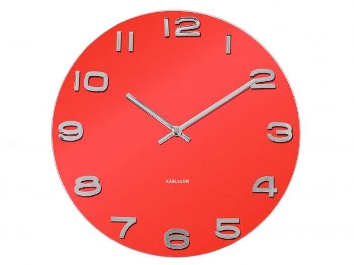 Wall clock Vintage red round glass - 1