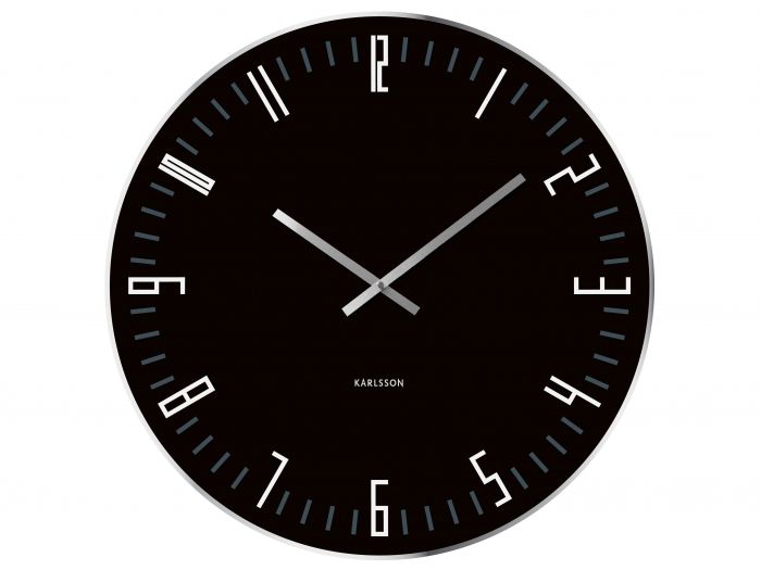 Wall clock XL Slim Index black glass mirror edge - 1