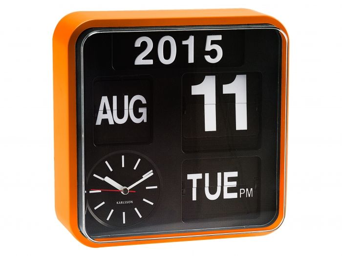 Wall clock Mini Flip orange casing, black dial - 1