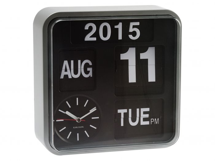Wall clock Mini Flip silver casing, black dial - 1