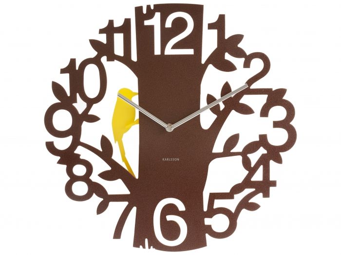 Wall clock Woodpecker plastic brown - 1