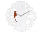 Wall clock Woodpecker plastic white