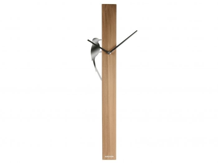 Wall clock Woodpecker Tube steel wood painted - 1