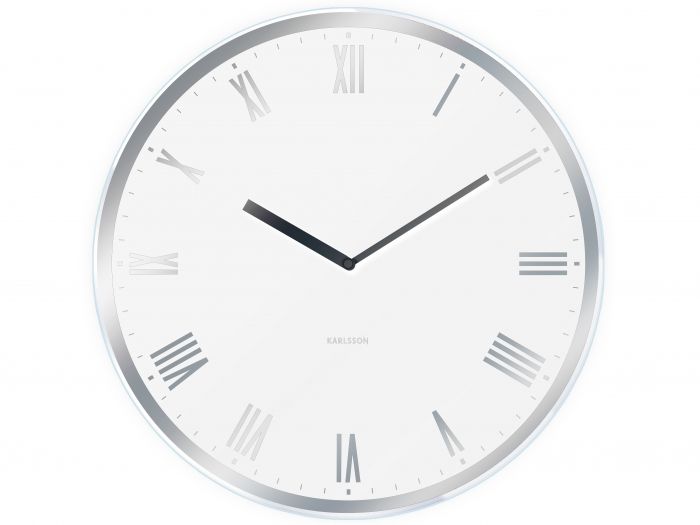 Wall clock Modern Roman white glass - 1