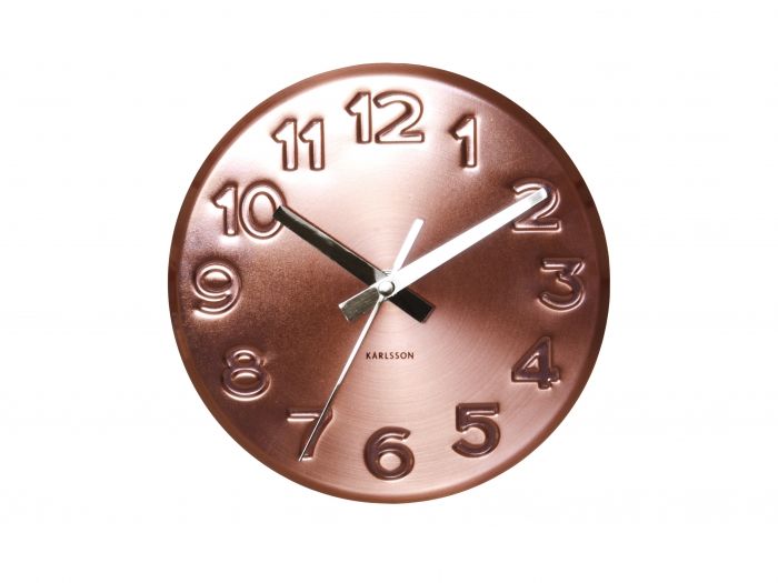 Wall clock Bold Engraved numbers steel copper - 1