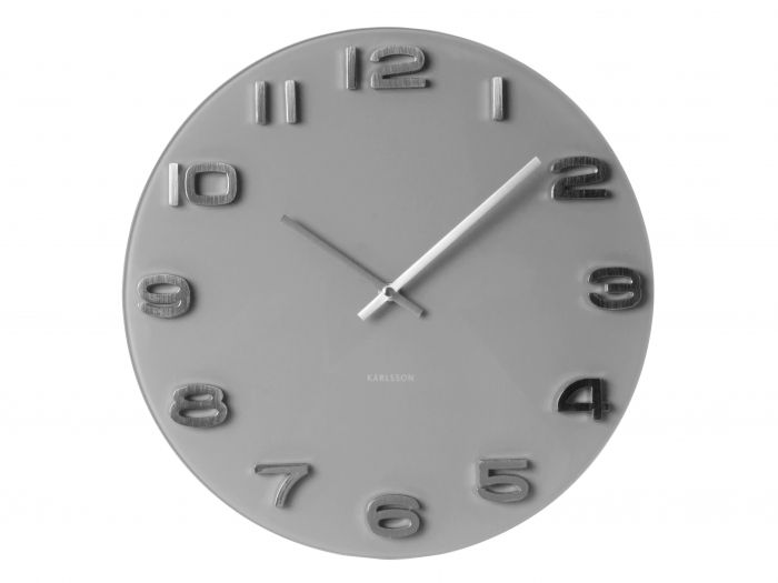 Wall clock Vintage grey round glass - 1