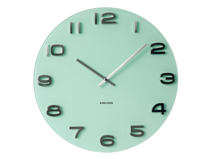 Wall clock Vintage pastel green round glass - 1