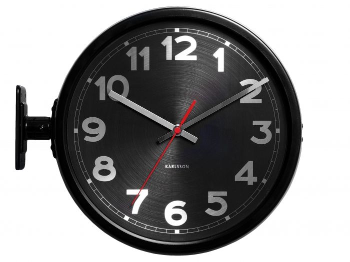 Wall clock Numbers Double Sided alu black - 1