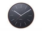 Wall clock Minimal black w. copper case