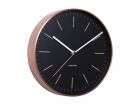 Wall clock Minimal black w. copper case - 2