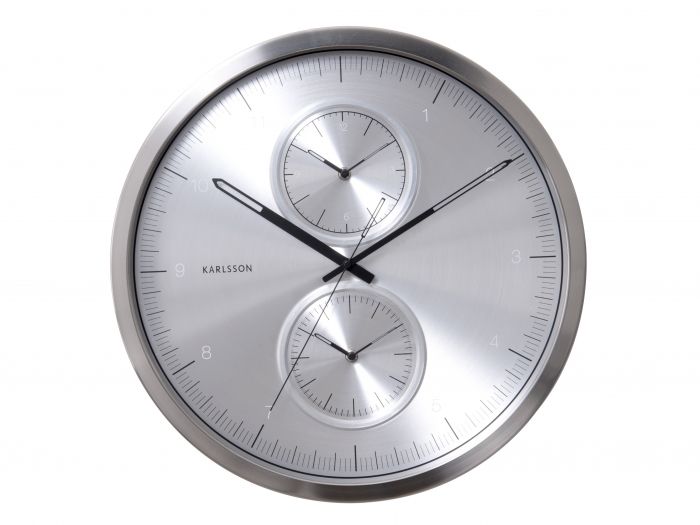 Wall clock Multiple Time aluminium brushed - 1