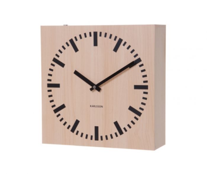 Wall clock Double Sided square MDF, PU light wood - 1