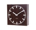 Wall clock Double Sided square MDF, PU dark wood