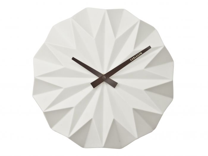 Wall clock Origami ceramic matt white - 1