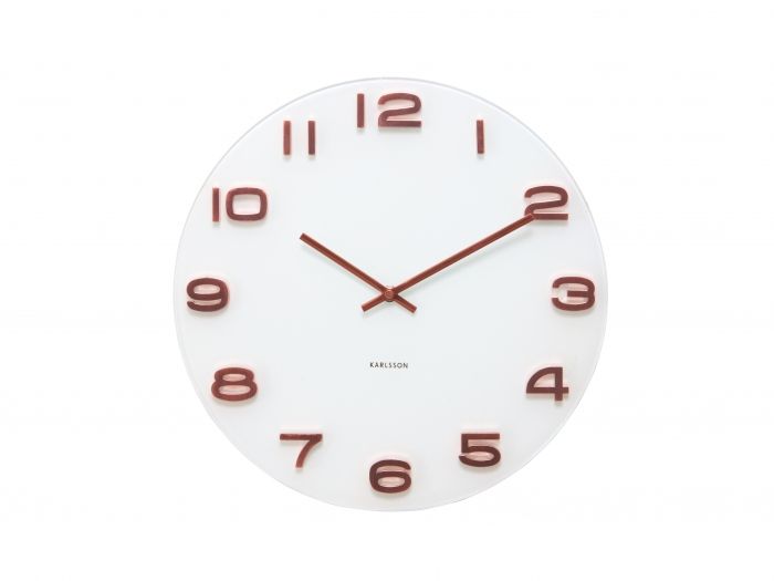 Wall clock Vintage white w. copper numbers round - 1