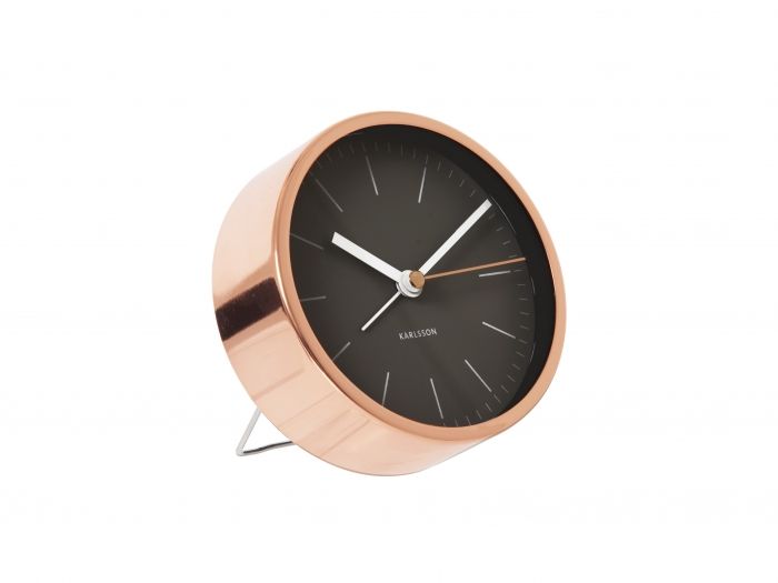 Alarm clock Minimal black steel copper plated case - 1