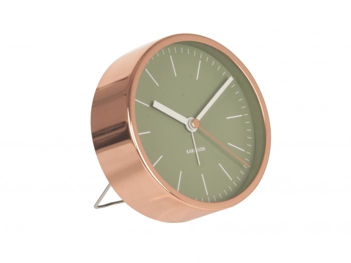 Alarm clock Minimal jungle green w. copper case - 1