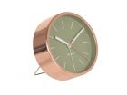 Alarm clock Minimal jungle green w. copper case