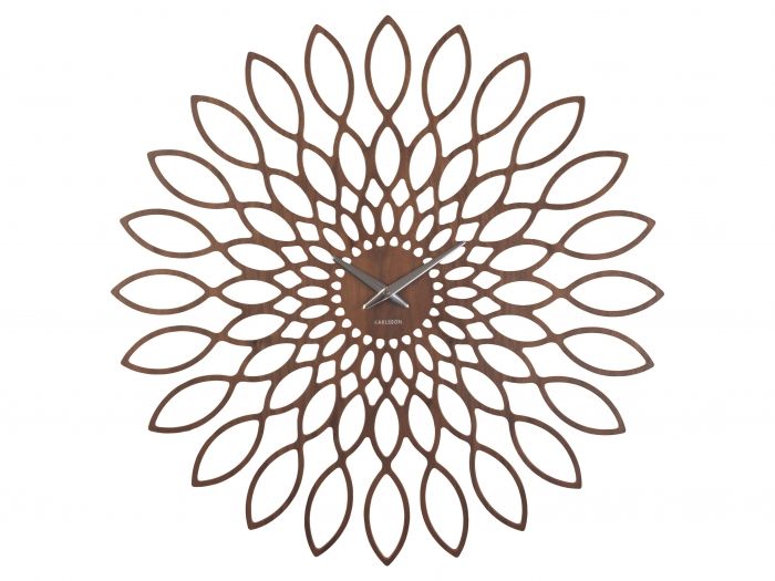 Wall clock Sunflower MDF walnut wood veneer - 1