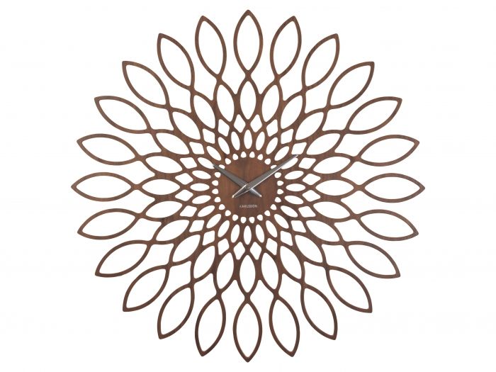 Wall clock Sunflower MDF walnut wood veneer - 1