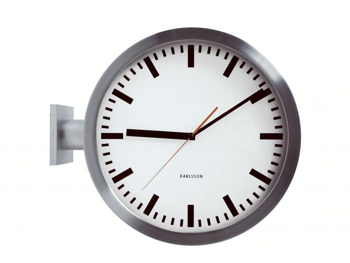 Wall clock Double Sided station alu - 1