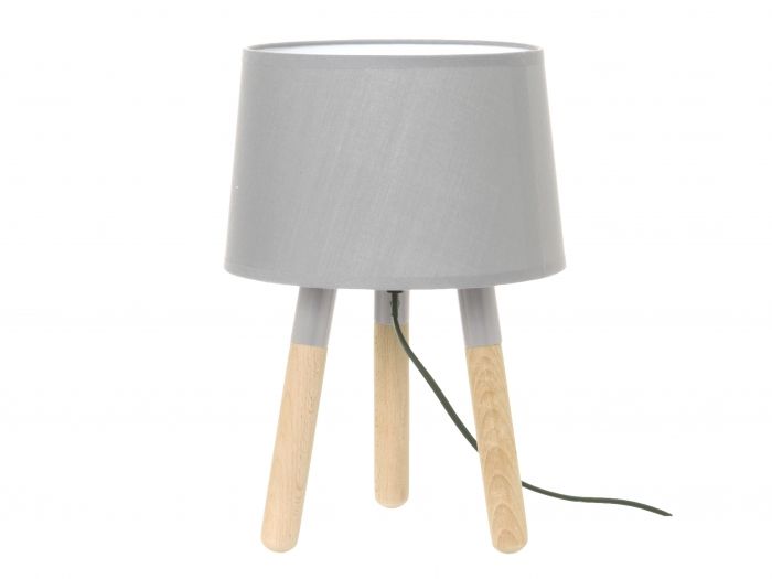 Table lamp Orbit wood, light grey shade - 1