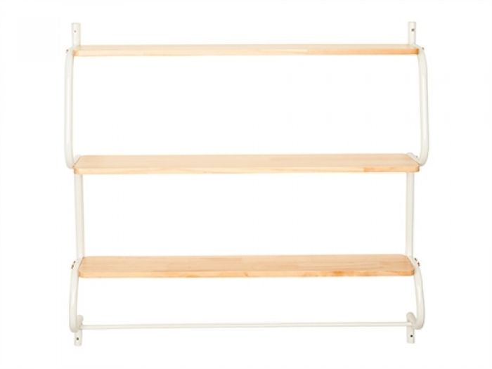 Wall rack Shelves white w. wooden shelves - 1