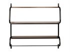 Wall rack Shelves black w. dark wooden shelves - 1