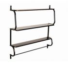 Wall rack Shelves black w. dark wooden shelves - 2