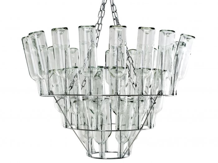 Chandelier Wine Bottle chrome, Design Bonne Plat - 1