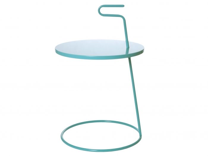 Serve table emerald green, metal base MDF top - 1