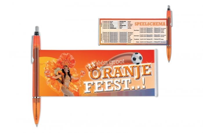 Oranje bannerpen met voetbalschema - 1