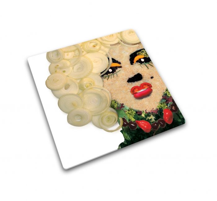 Glazen werkblad beschermer/pannenonderzetter vierkant Marilyn Print - 1