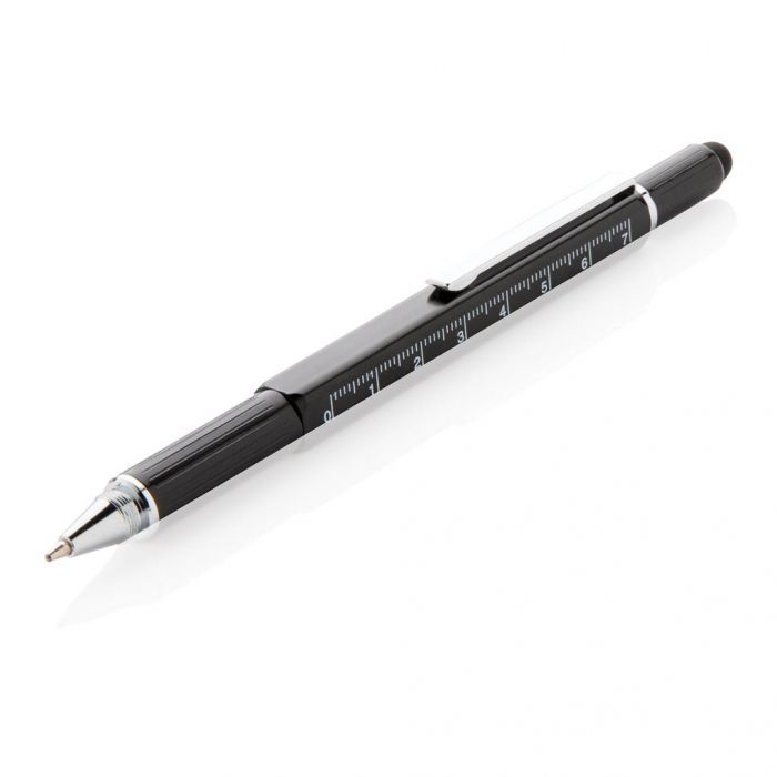 5-in-1 aluminium toolpen, zwart - 1