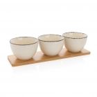 Ukiyo 3-delig serveerset met bamboe tray, wit - 1