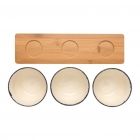 Ukiyo 3-delig serveerset met bamboe tray, wit - 3