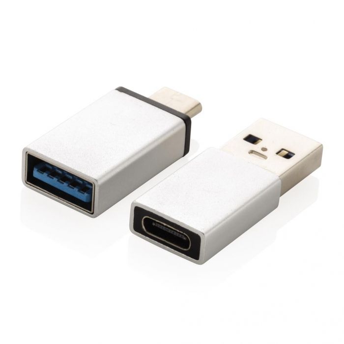 USB A en USB C adapter set, zilver - 1