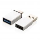 USB A en USB C adapter set, zilver