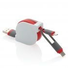 3-in-1 kabel met oprolmechanisme, rood