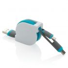 3-in-1 kabel met oprolmechanisme, blauw