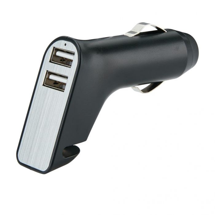 Veiligheids autolader met 2 USB poorten, zwart - 1