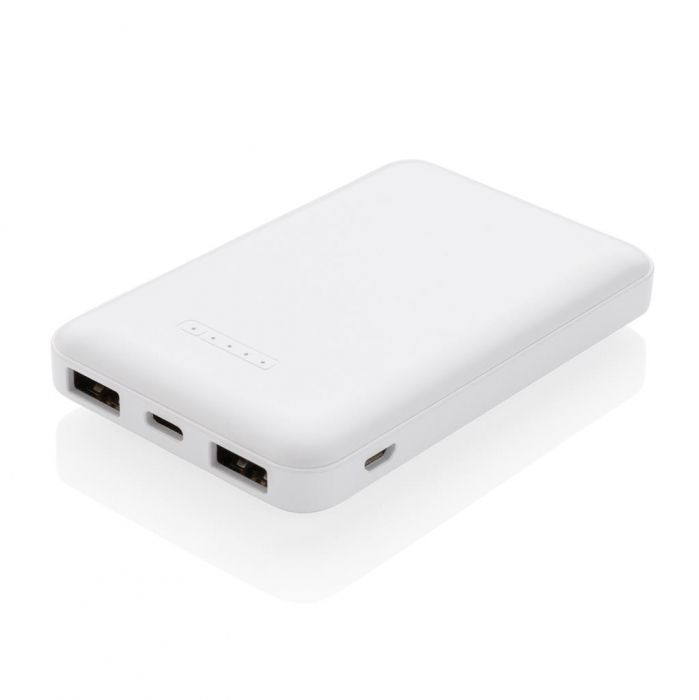 5.000 mAh draadloos opladen zakformaat powerbank, wit - 1