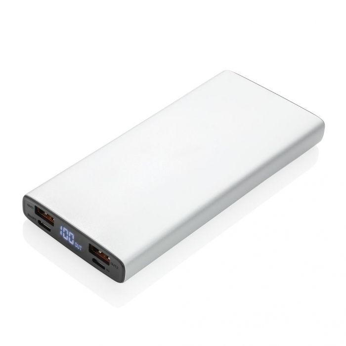 Aluminium 18W 10.000 mAh PD Powerbank, zilver - 1