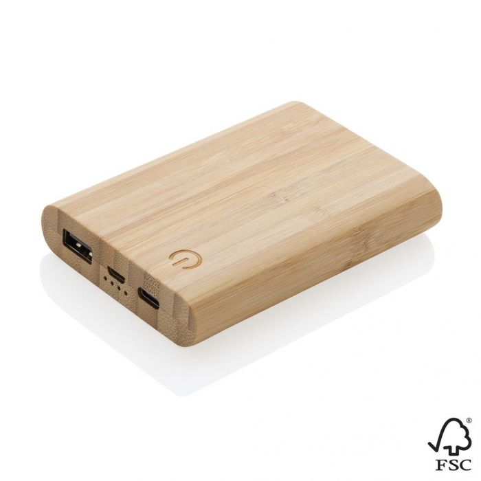 FSC® bamboe 5.000 mAh powerbank, bruin - 1