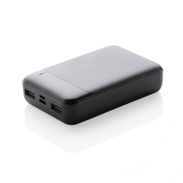 RCS standaard recycled plastic 10.000 mAh powerbank, zwart - 1