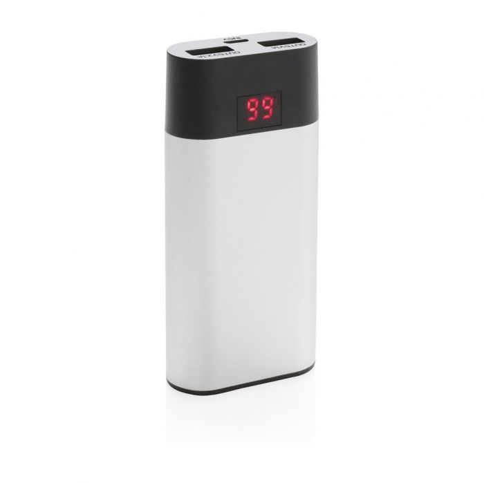 4.000 mAh powerbank met digitaal display, zilver - 1