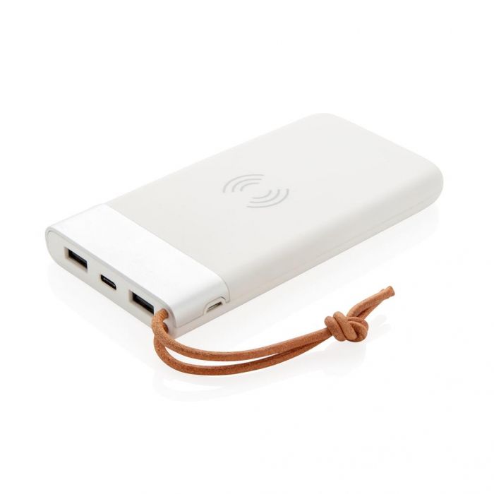 Aria 8.000 mAh powerbank met draadloos opladen, wit - 1